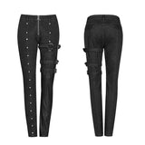 Steampunk Micro-Elastic Contrasting Color Denim Hose