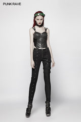 Steampunk Micro-Elastic Contrasting Color Denim Hose