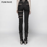 Steampunk Micro-Elastic Contrasting Color Denim Hose