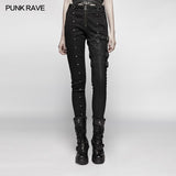 Steampunk Micro-Elastic Contrasting Color Denim Hose