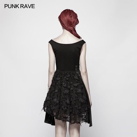 Punk Stretch Knitting Deep V Asymmetrisches Kleid