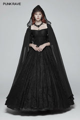 Gotischer Kapuzen-Chiffon-Kap-langer Mantel