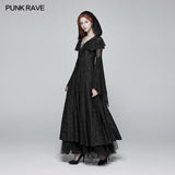 Sexy Goth Schnür-V-Ausschnitt Langarm Langes Kleid