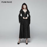 Sexy Goth Schnür-V-Ausschnitt Langarm Langes Kleid