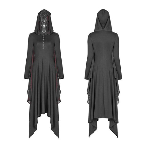 Gothic Fledermausflügel Kapuze Langarm Asymmetrisches Kleid
