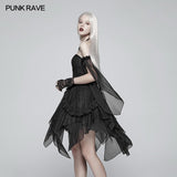 Lolita Black Off Shoulder Unregelmäßiges Saum Elfenkleid
