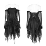 Lolita Black Off Shoulder Unregelmäßiges Saum Elfenkleid