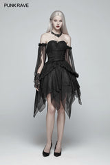 Lolita Black Off Shoulder Unregelmäßiges Saum Elfenkleid