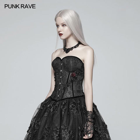 Gothic Sweetheart Neck Jacquard Korsett