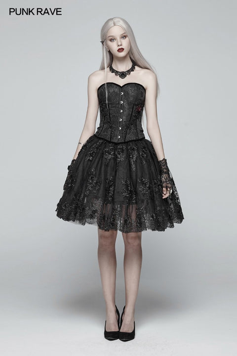 Gothic Sweetheart Neck Jacquard Korsett