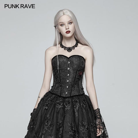 Gothic Sweetheart Neck Jacquard Korsett
