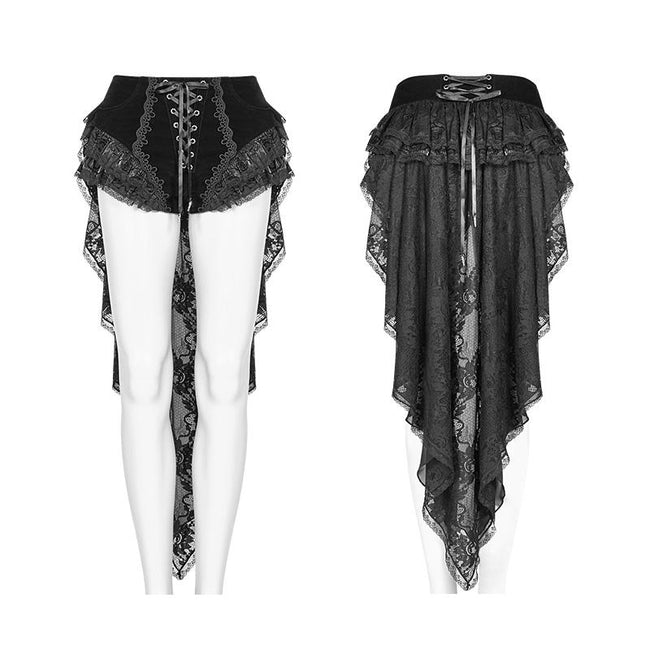 Gothic Swallow Tail Dress Shorts mit Spitzenfalten-Luftschlangen
