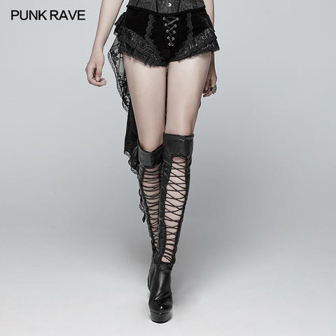 Gothic Swallow Tail Dress Shorts mit Spitzenfalten-Luftschlangen