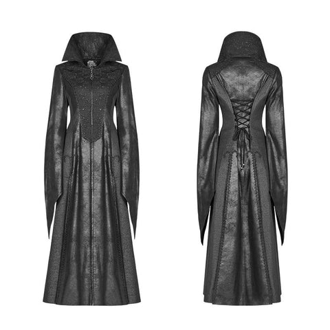 Gothic Judge Stehkragen PU Long Coat