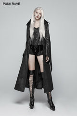 Gothic Judge Stehkragen PU Long Coat