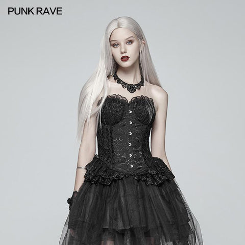Lolita Black Elf Spitzenkorsett mit Schnürrücken
