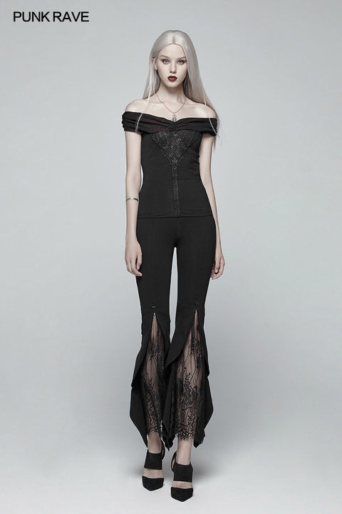 Gotisches schulterfreies kurzes T-Shirt