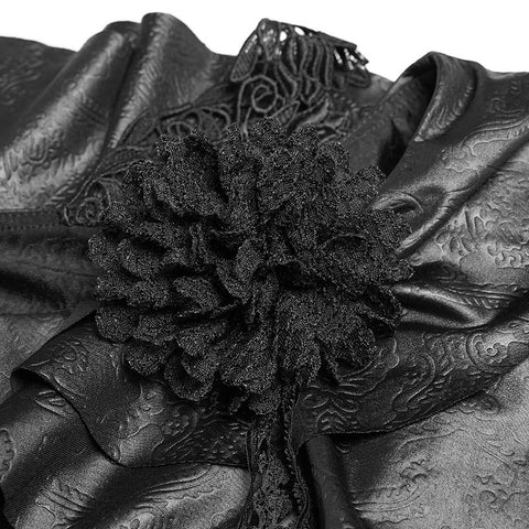 Gothic Stretch Dark Pattern Asymmetrisches Kragenoberteil mit Rüschenmanschette