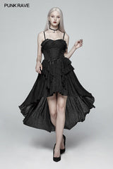 Gothic trägerloses High Low Kleid mit abnehmbarem Schultergurt