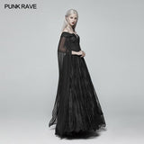 Retro und elegantes dunkles gotisches schulterfreies Victoria langes Spitzenkleid