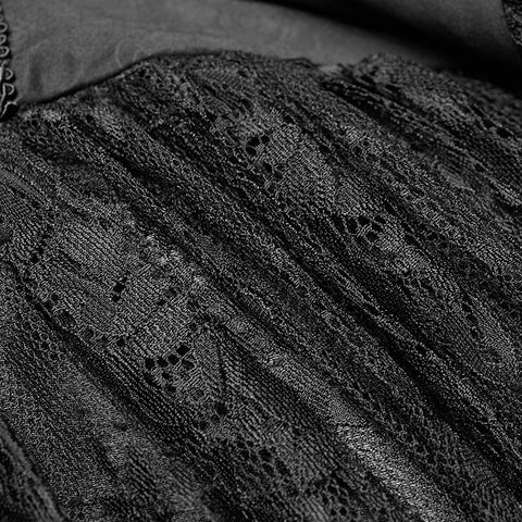Retro und elegantes dunkles gotisches schulterfreies Victoria langes Spitzenkleid