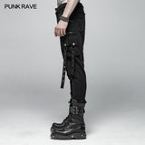 Punk Dark Knit Hosen Karottenhose mit dreidimensionaler Taschendekoration