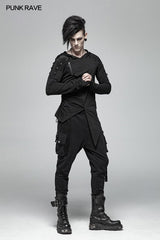 Punk Dark Knit Hosen Karottenhose mit dreidimensionaler Taschendekoration