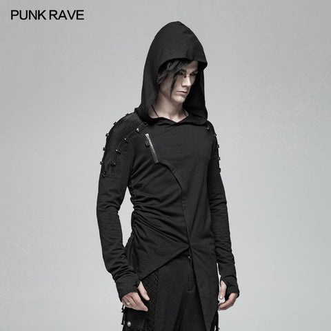 Dark Punk Hooded Thin Asymmetry Sweatshirt für Männer