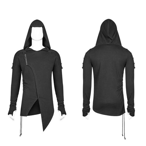 Dark Punk Hooded Thin Asymmetry Sweatshirt für Männer