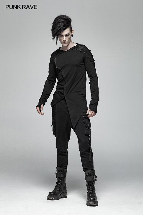 Dark Punk Hooded Thin Asymmetry Sweatshirt für Männer