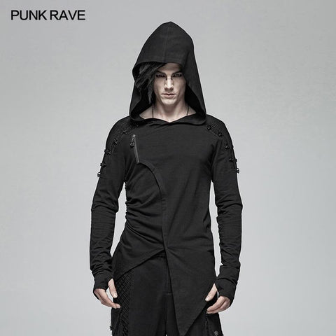 Dark Punk Hooded Thin Asymmetry Sweatshirt für Männer