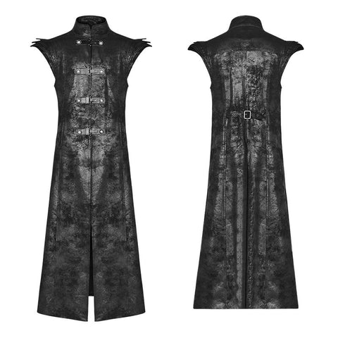 Punk Armor Long Vest Coat Mit PU Lederschnalle