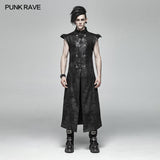 Punk Armor Long Vest Coat Mit PU Lederschnalle