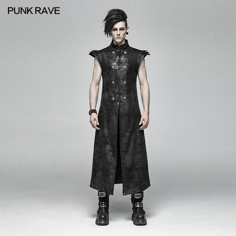 Punk Armor Long Vest Coat Mit PU Lederschnalle