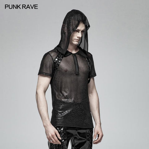 Punk-Perspektive Kapuzen-Tüll-T-Shirt