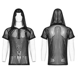 Punk-Perspektive Kapuzen-Tüll-T-Shirt