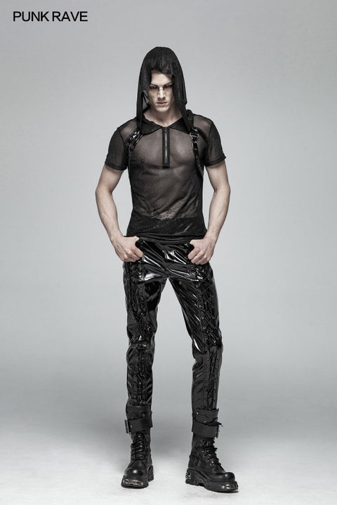 Punk-Perspektive Kapuzen-Tüll-T-Shirt