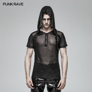 Punk-Perspektive Kapuzen-Tüll-T-Shirt