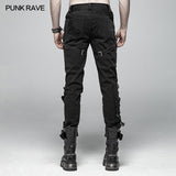 Herren Punk Vintage Hose mit abnehmbarer Persönlichkeit Abdeckung