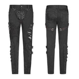 Herren Punk Vintage Hose mit abnehmbarer Persönlichkeit Abdeckung