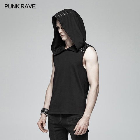 Dark Punk Men Ärmellose T-Shirt Kapuzenweste