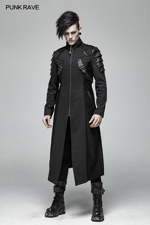 Männer Dark Punk Armor Jacket Langer hübscher Mantel