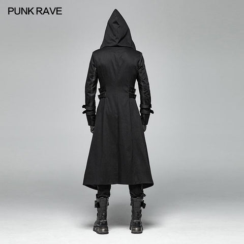 Männer Punk Hooded Jacket Long Coat