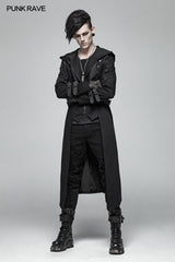 Männer Punk Hooded Jacket Long Coat