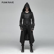 Männer Punk Hooded Jacket Long Coat