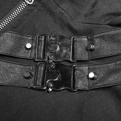 Herren Punk Split Hooded Jacket Asymmetrischer langer Trenchcoat