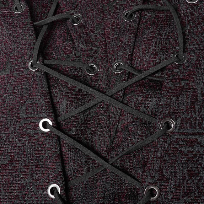 Goth schwarz und rot V-Ausschnitt Reißverschluss Weste mit Kreuz Dekoration