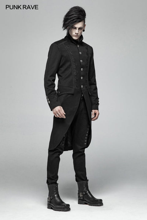Herren Gothic Stehkragen Mittellanger Mantel