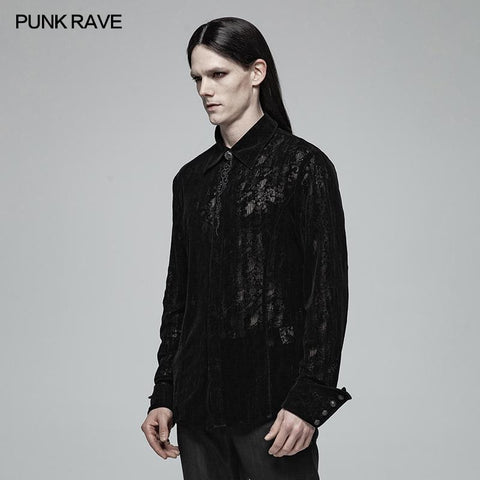Gothic Lace Langarm Flocking Shirt für Männer