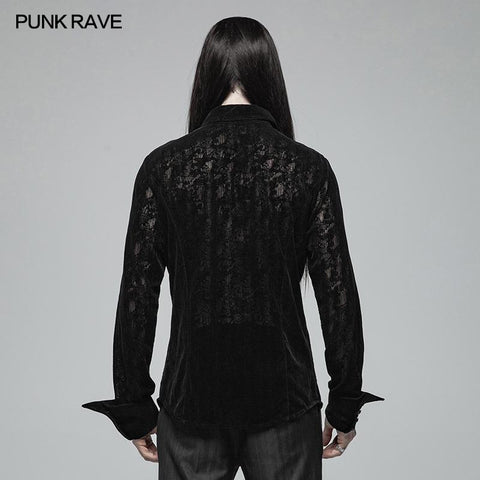 Gothic Lace Langarm Flocking Shirt für Männer